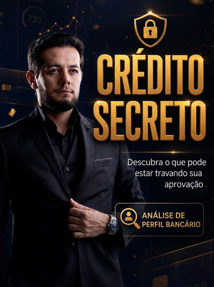 Arte Crédito Secreto com fundo financeiro escuro
